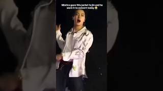 mission gave his jacket to jin he wore jacket today concert 🤩💜💜💜💜💜💜#jin#bts