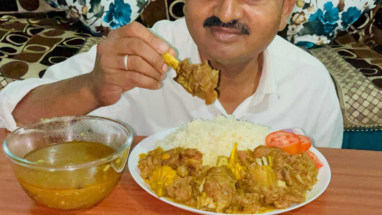 Eating🍖mutton curry & rice🍛||
