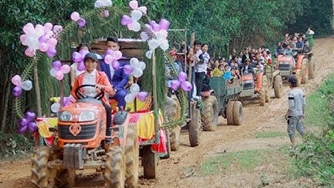 Xôn xao clip chú rể dùng 6 máy cày rước dâu ở xứ Nghệ