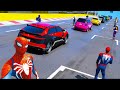 Homem Aranha e Amigos SuperHeróis - Сarros Сrossover no Desafio na Ultra Rampa no Céu