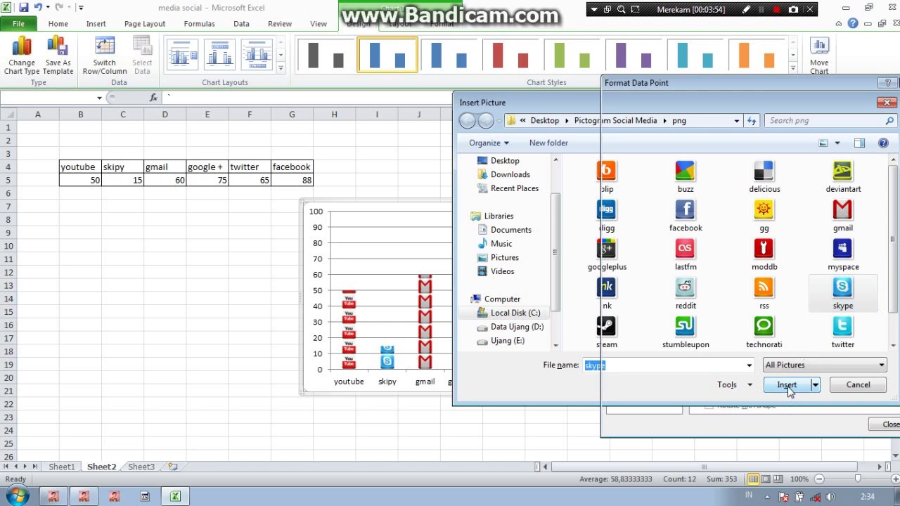  Pictogram  Social Media Ms eXcel  YouTube