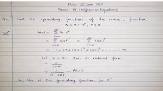 Celebrity Find the generating function of the numeric function| Difference Equations| Msc Third Sem mjpru| Net Worth