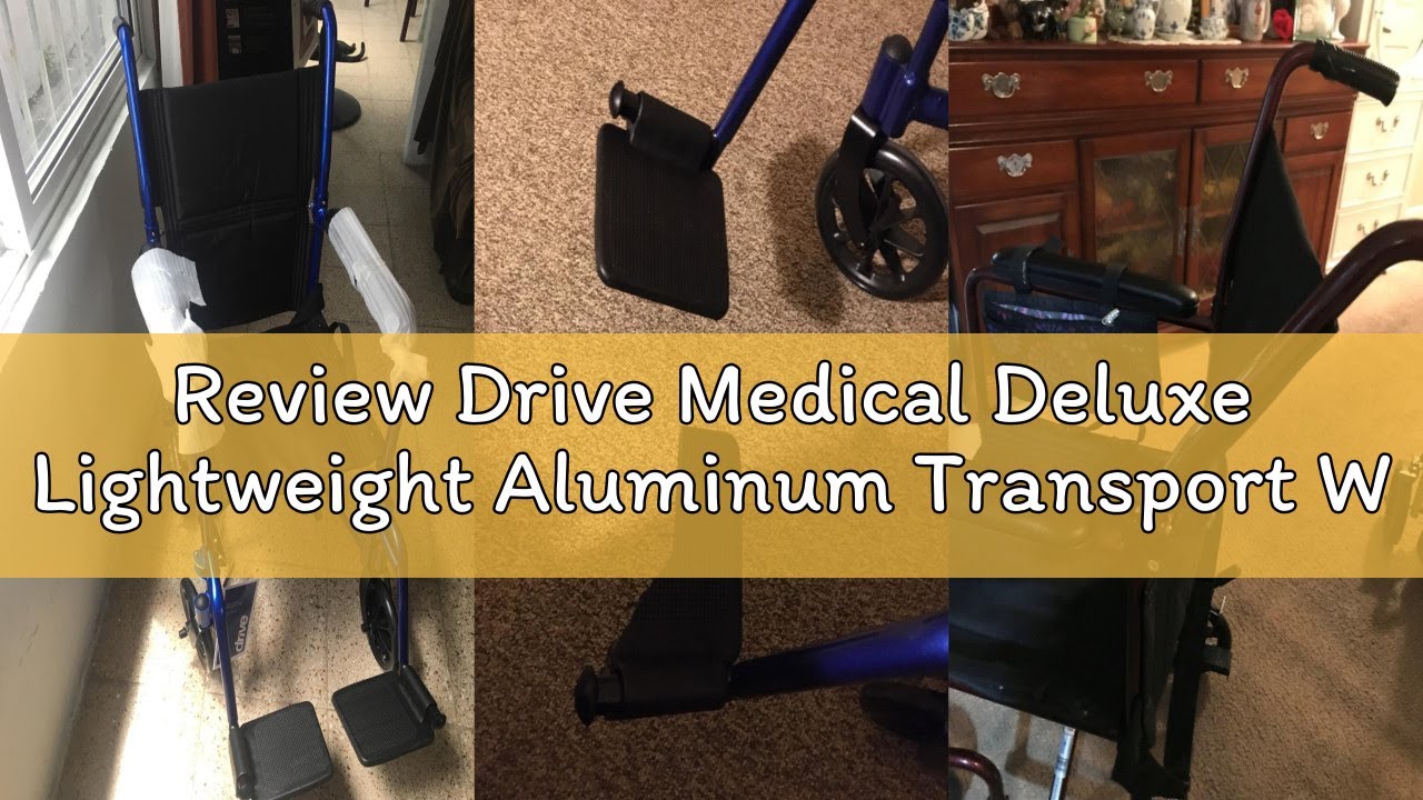 Review Drive Medical Deluxe Lightweight Aluminum Transport Wheelchair, Black, 17"
