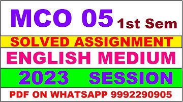 mco 5 solved assignment 2023 | mco 5 solved assignment in english 2022-2023 | mco 5 2023