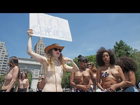 Naked Protest Group On The Streets Of New York
