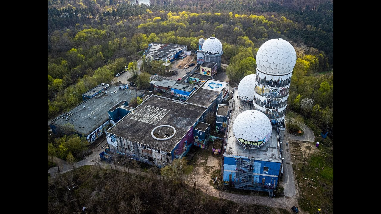Teufelsberg Berlin cinematic drone shot