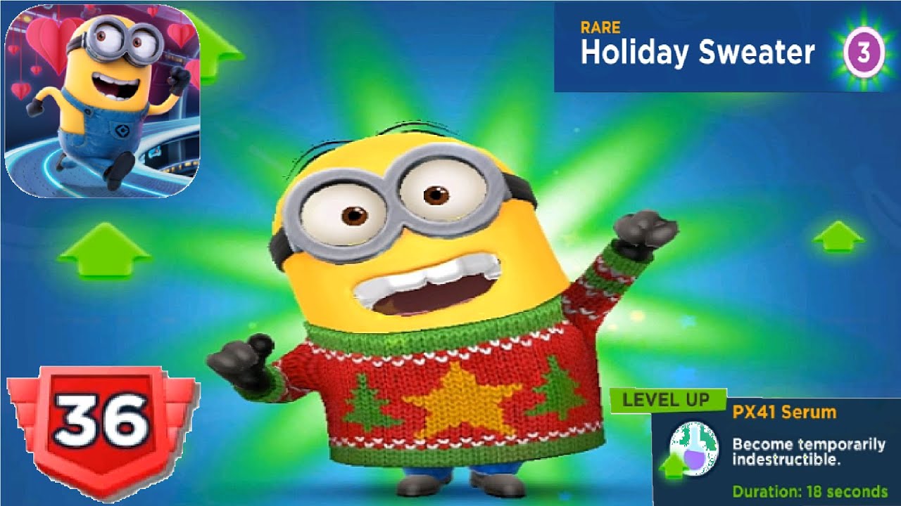 Minion Rush Level Up Costume HOLIDAY SWEATER gameplay walkthrough ios & android