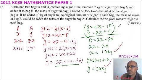 2012 KCSE MATHEMATICS PAPER 2 QUESTION 16