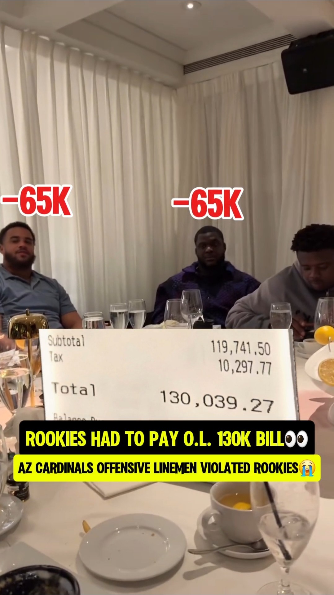 The OL made Rookies pay 130k bill?
