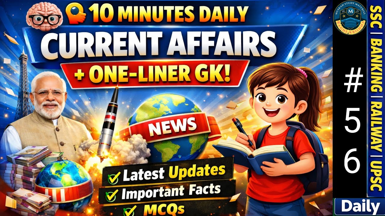 🧠 10 Minutes Daily Current Affairs + One-Liner GK | 100% Exam Oriented #56