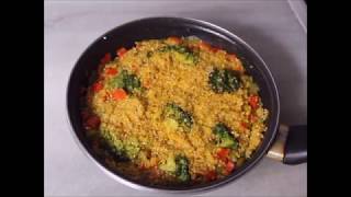 paella de quinoa y brocoli sin gluten