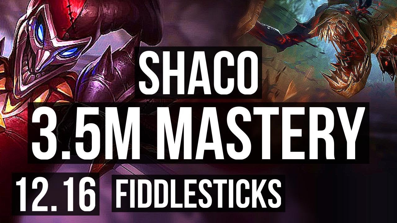 SHACO vs FIDDLESTICKS (JNG) | 4/0/7, 3.5M mastery, 600+ games | KR Diamond | 12.16