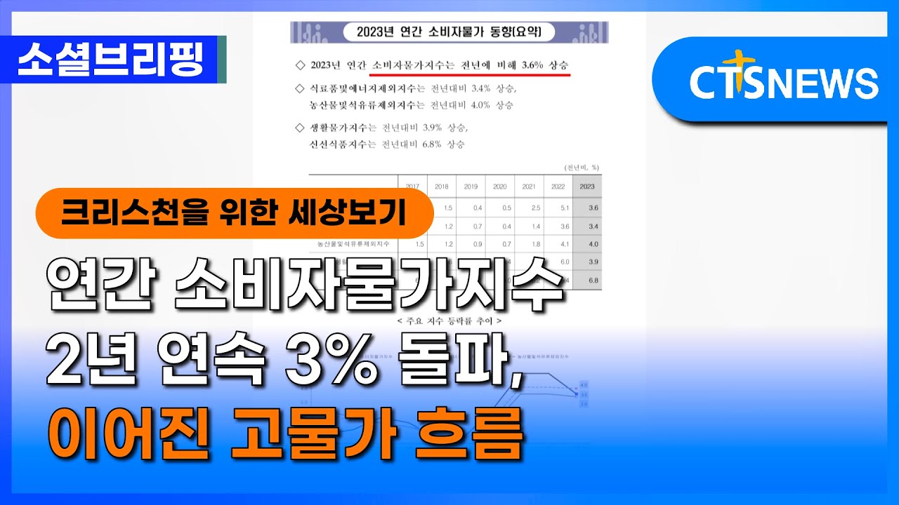 [소셜] 경제ㅣ연간 소비자물가지수 2년 연속 3% 돌파, 이어진 고물가 흐름 (이한승) ㅣCTS뉴스
