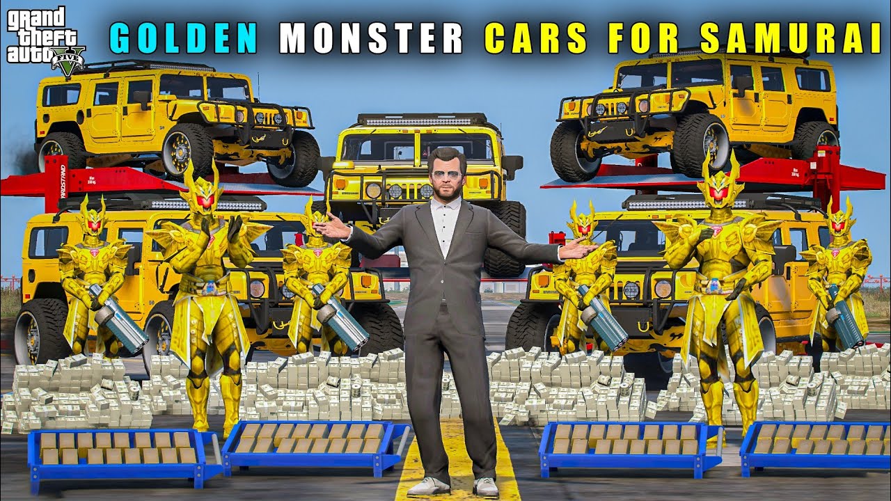 GTA 5 : GIFTED GOLD MONSTER CARS FOR GOLDEN SAMURAI || BB GAMING