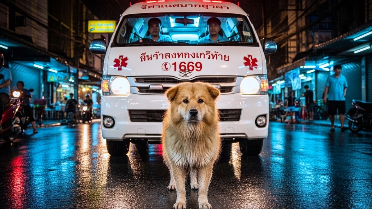 สุนัขจรจัดพุ่งออกมาขวางรถพยาบาล — ความจริงสุดช็อกเบื้องหลัง