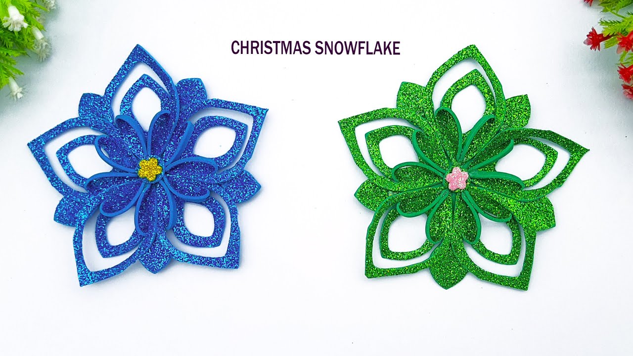 How to make Snowflakes using Paper and Glitter foam sheet