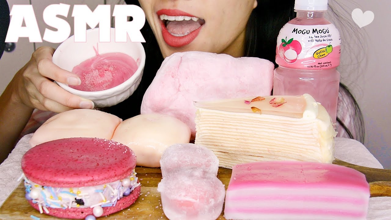 ASMR MOCHI, CREPE CAKE, MACARON, COTTON CANDY, LAYERED CAKE, PANCAKE - EATING SOUNDS [NO TALKING]