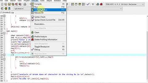 C programming to count of each character in a given string