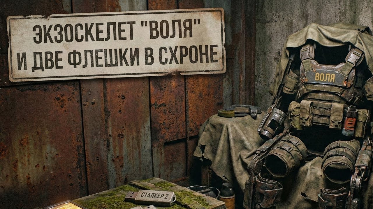 Экзоскелет Воля и две флешки в схроне Сталкер 2