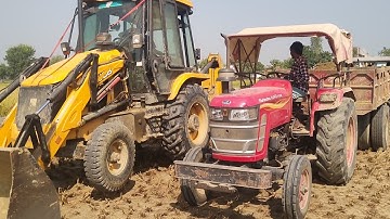 Jcb 3dx soil loading in the trolley | mahindra yuvo 575 Di soil loaded & ground falling | new videos