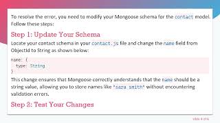 Resolving the contact validation failed Error in Mongoose