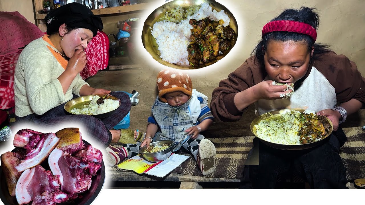 Pork Recipe with Rice cooking & eating आज सुङ्गुर को मासु सँग भात । मैले चिकेन खाय Village food vlog