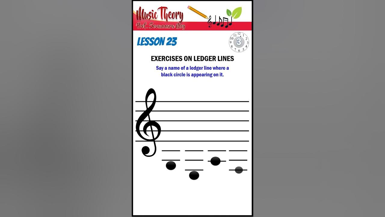 Exercises on Ledger lines in the G Clef (NaraLesson 23) musictheory