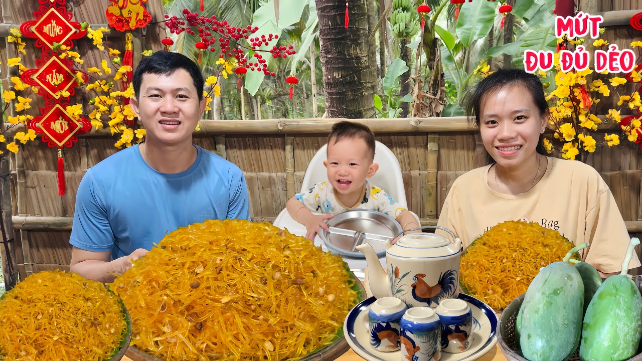 MỨT ĐU ĐỦ GỪNG DẺO - Làm  Mứt Ăn Tết Với Những Nguyên Liệu Có Sẵn Trong Vườn Nhà