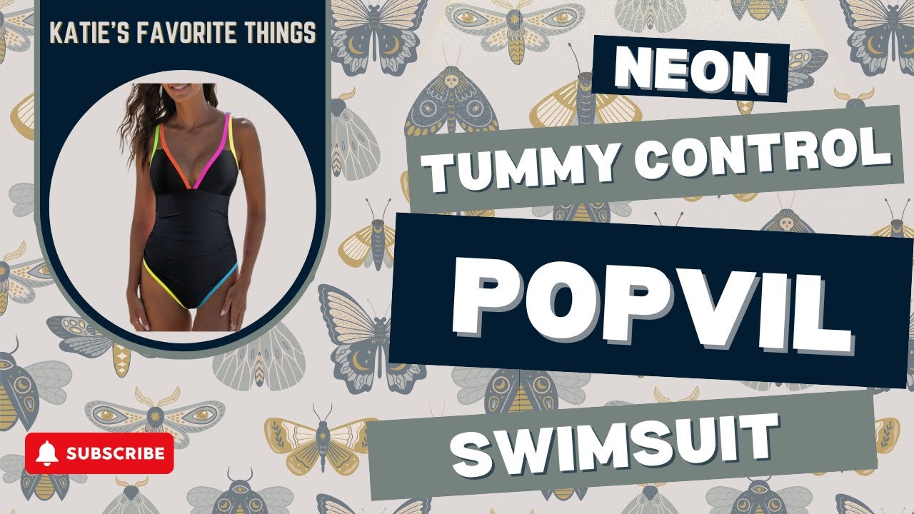 popvil Women's Tummy Control Swimsuits One Piece Neon Color Block Swimwear
