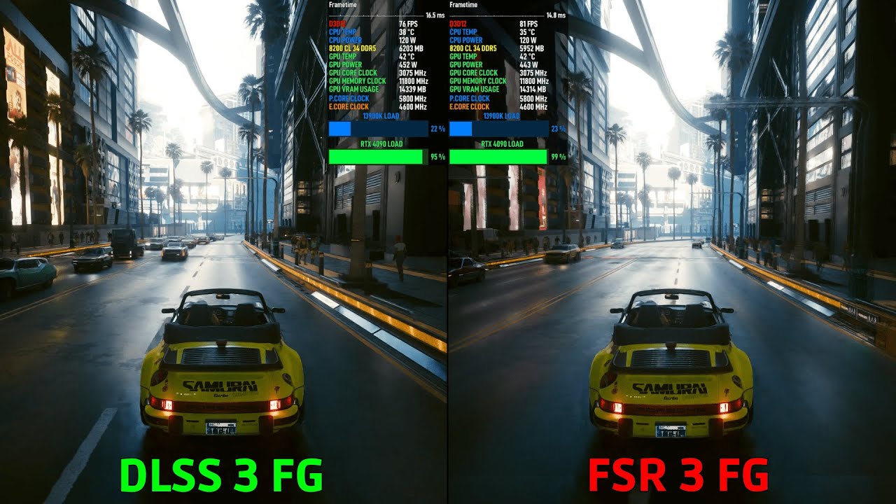 Cyberpunk 2077 FSR 3 Frame Generation MOD vs DLSS 3 Path Tracing