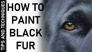 HOW TO PAINT SHORT BLACK FUR | PAINTING BLACK FUR IN ACRYLICS