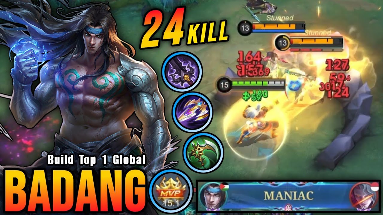 24 Kills + MANIAC!! Offlane Badang WipeOut The Enemies!! - Build Top 1 Global Badang ~ MLBB