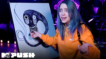 Billie Eilish Draws 'bury a friend' 🎨 Black Canvas | MTV Push