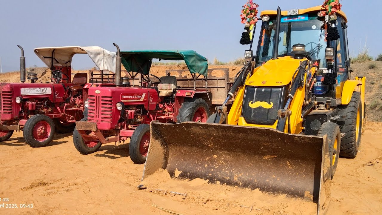 JCB 3DX back ko loader Mahindra 475 tractor Mahindra 275 tractor ...