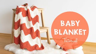 How To Crochet A Baby Chevron Zig zag Blanket | Croby Patterns