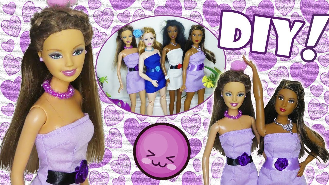 DIY - Como hacer un vestido sin tirantes para muñecas Barbie y Barbie con curvas + patron
