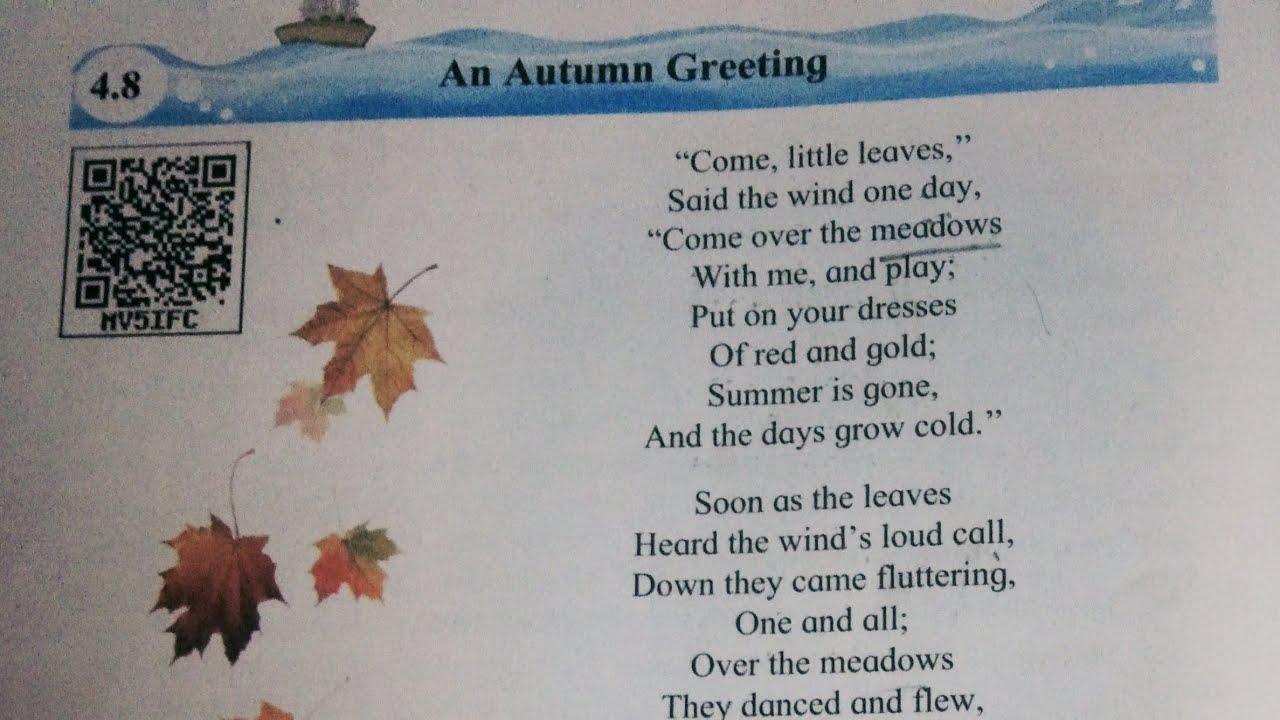 Class 6Th, Poem 4.8 An Autumn Greeting . In Hindi - Youtube