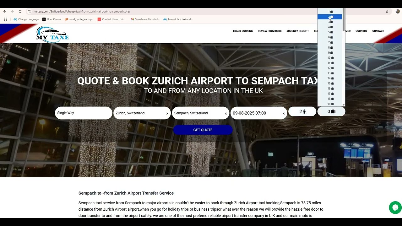 Cheap Taxi from Zurich Airport to Sempach | MYTAXE Switzerland