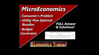MicroEconomics: Utility Maximizing Optimal Bundles, Consumer's Problem, & Budget Constraint Graph