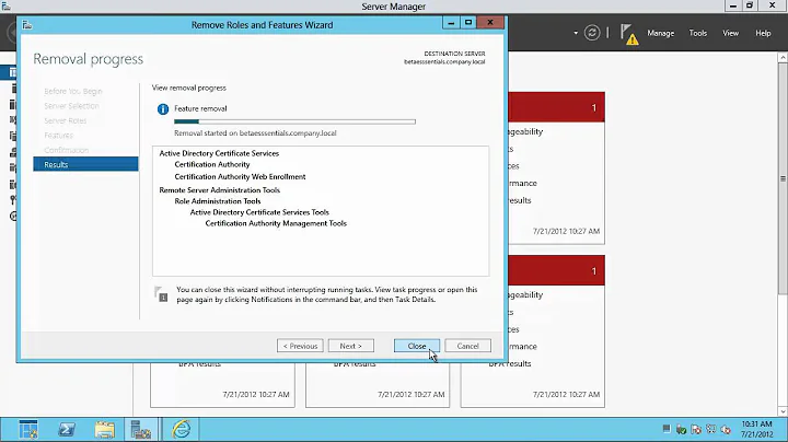 How to remove Active Directory Domain from Windows Server 2012 Essentials