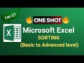 MS Excel Lecture 27 | Sorting One Shot | Basic to Advanced | Excel Hindi 2026 Tutorial