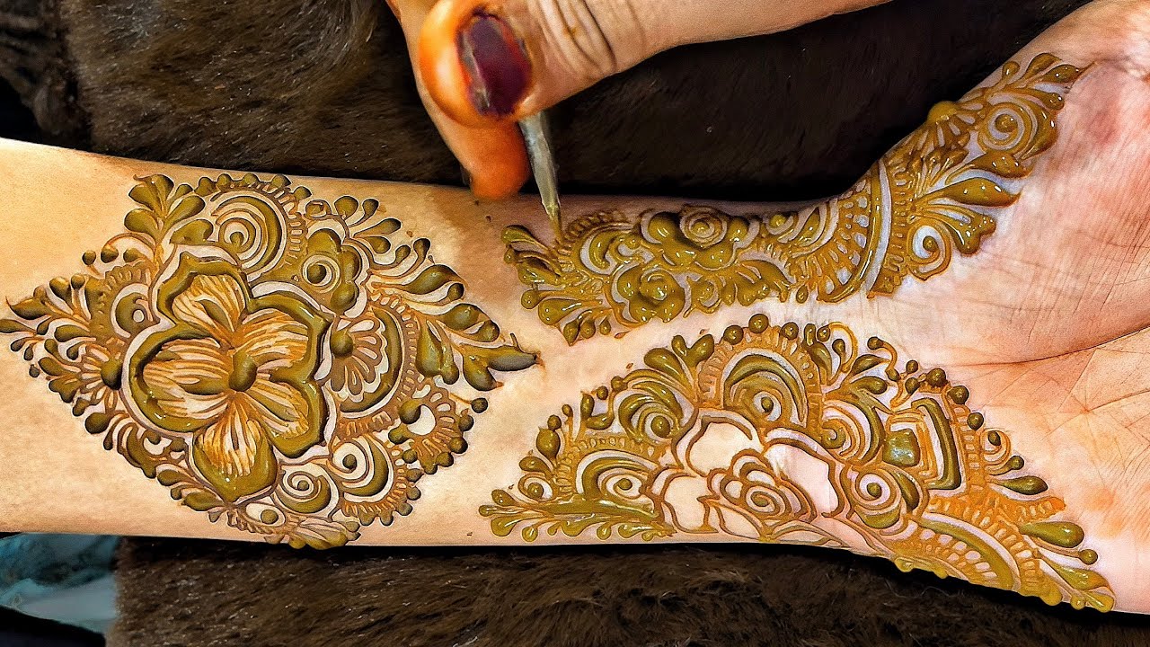 Узор мехенди с вырезом и негативным пространством на передней стороне руки | Свадебная хна | Нове...