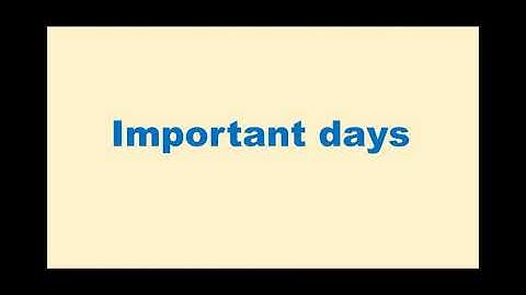 Important Days( class 2)