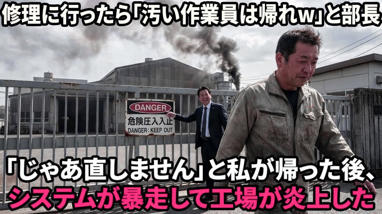 【スカッと】システム修理で「作業着のオッサンは出禁w」と追い返された俺。俺しか直せない特許機械が爆発寸前になり、部長が泣きついてきたw【感動する話】