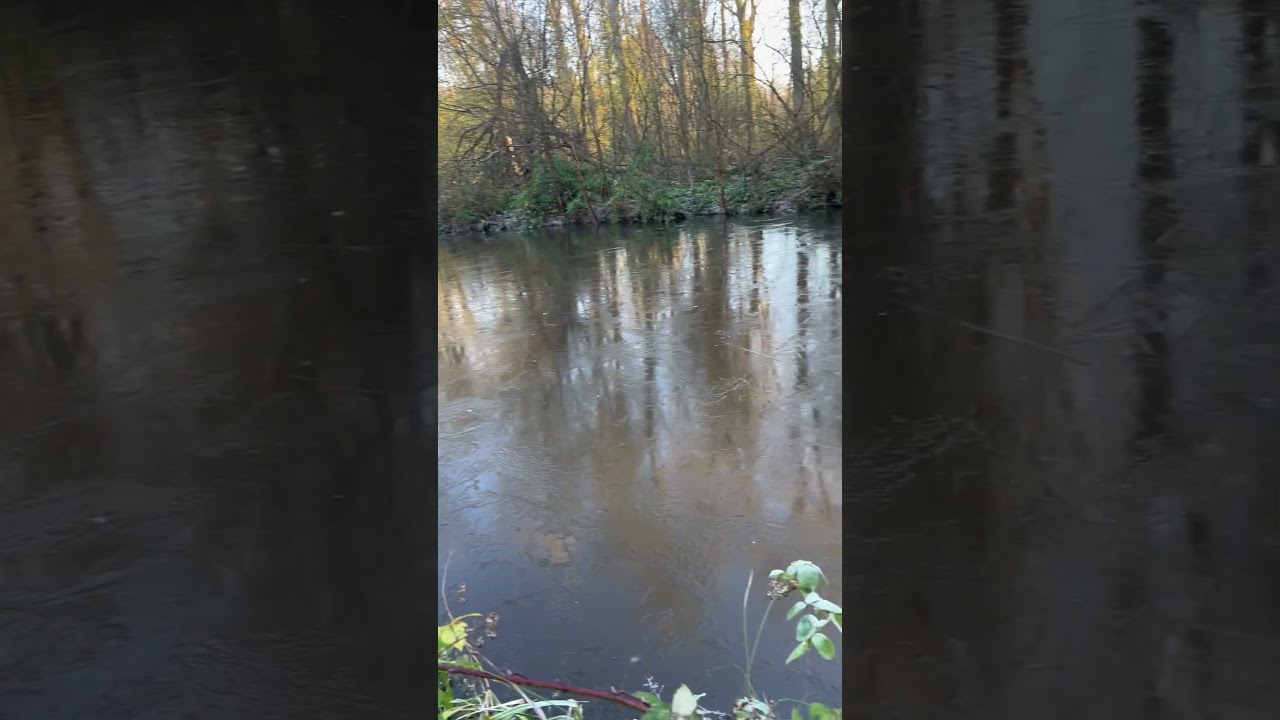 Beautiful canal frozen to ice 
