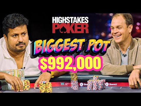 Santhosh Suvarna wins the largest-ever pot in High Stakes Poker's 12-season history, hauling in $992,000 after a runner-runner result against Andrew Robl.