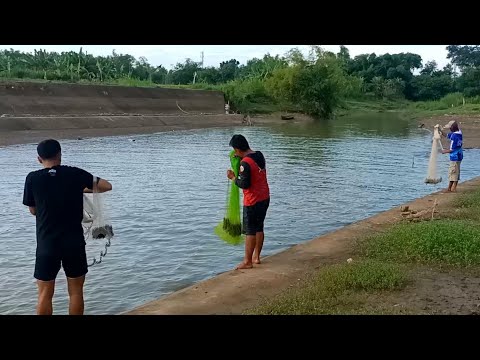 LUAR BIASA...menjala ikan di pintu air bendung gerak rame² ||ikhtiar mancing