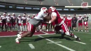 Pride on the line during 1-on-1 Badger drill