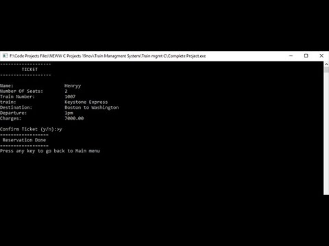 TRAIN TICKET RESERVATION SYSTEM IN C PROGRAMMING WITH SOURCE CODE