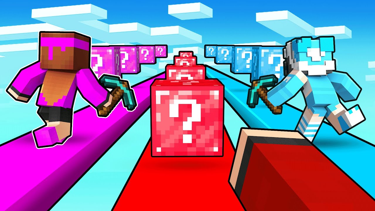 FAIRE une Course de LUCKY BLOCK avec une FAN GIRL POPULAIRE sur Minecraft !